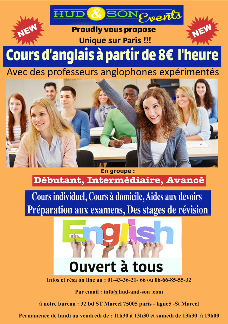 Hudandsonevents cours d'anglais